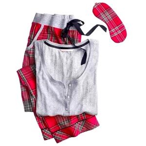Victoria's Secret Gray and Red Plaid Pajama Set